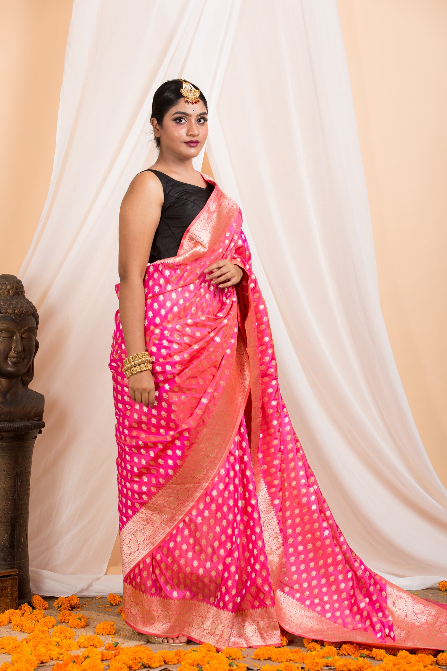 Pink banarasi Silk saree