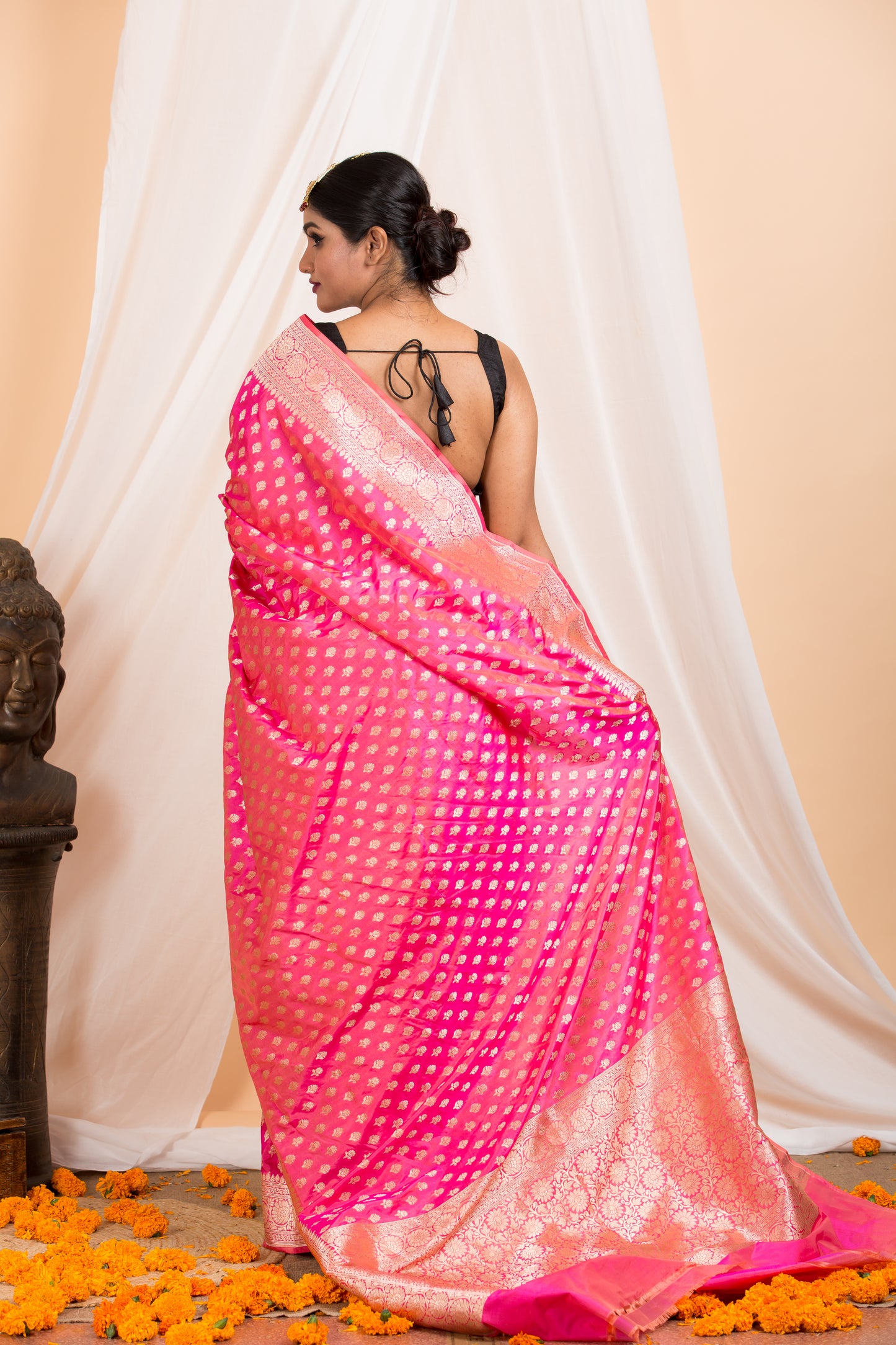 Pink banarasi Silk saree