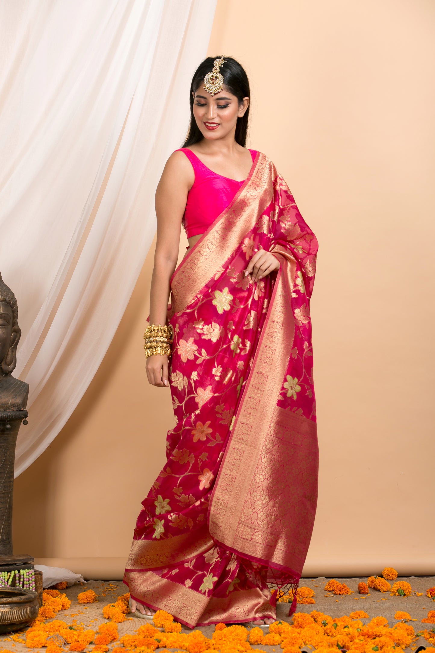 Pink Chiffon Georgette Banarasi Saree