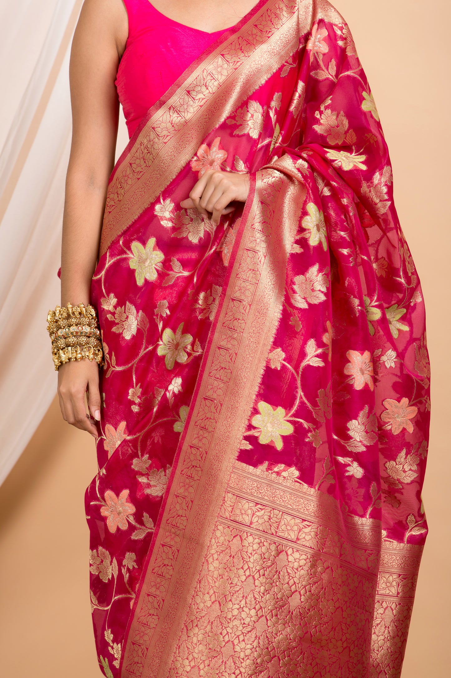 Pink Chiffon Georgette Banarasi Saree