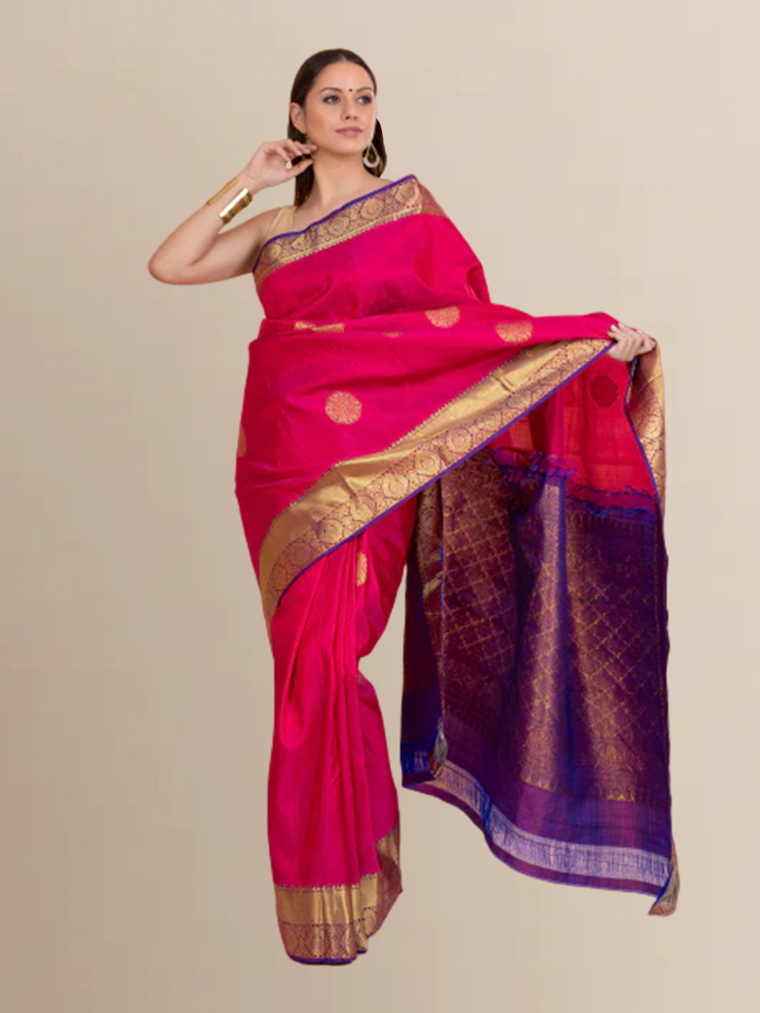 Pink With blue Kanjivaram Saree
