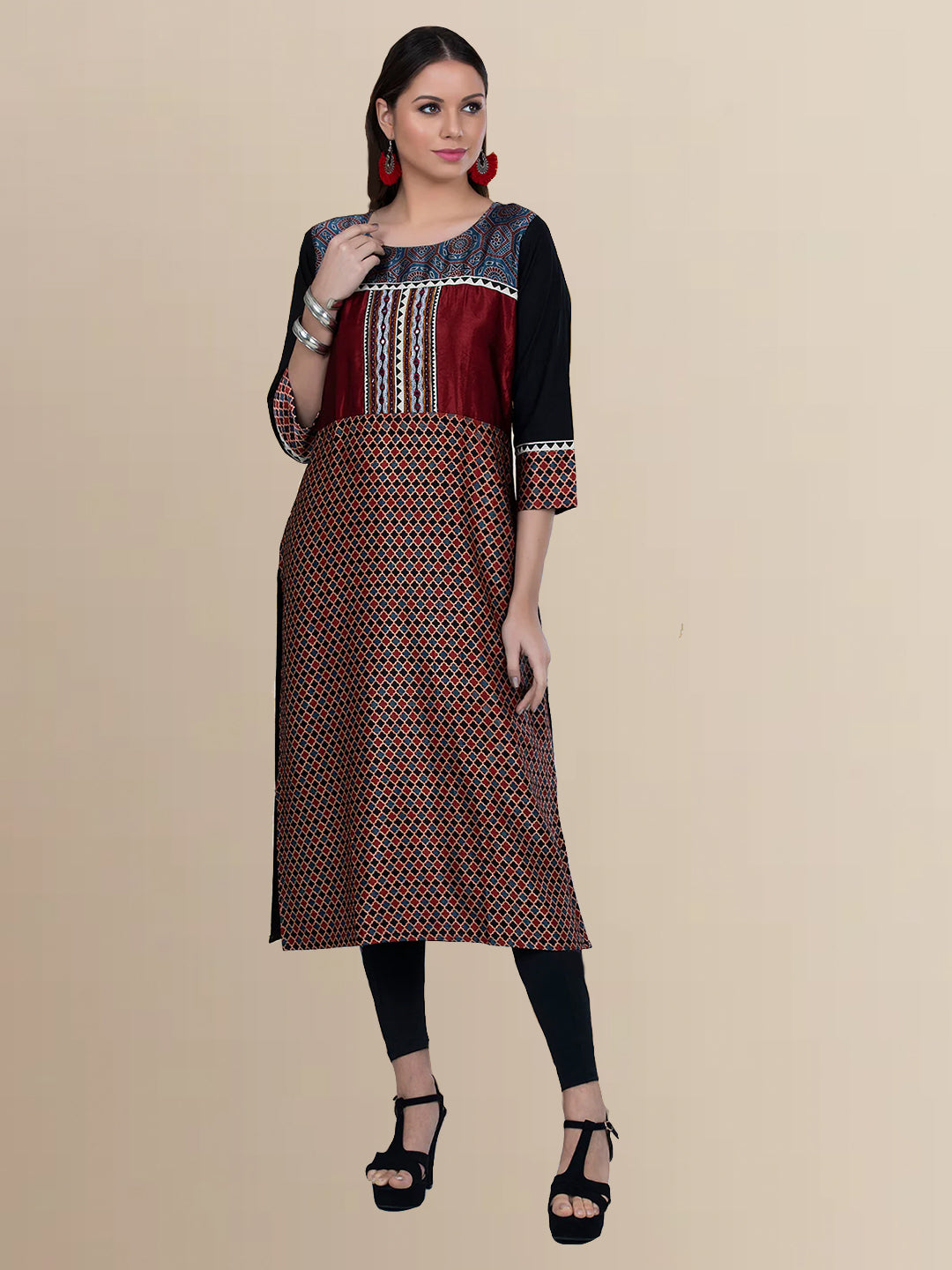 Modal Silk Ajrak Print Kurta