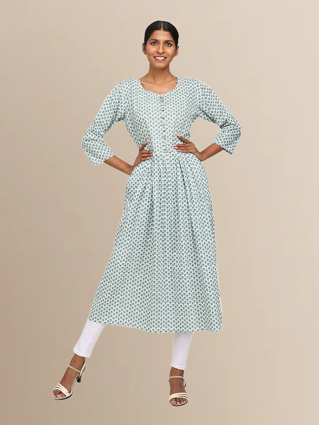 Floral Print Cotton Anarkali Kurta