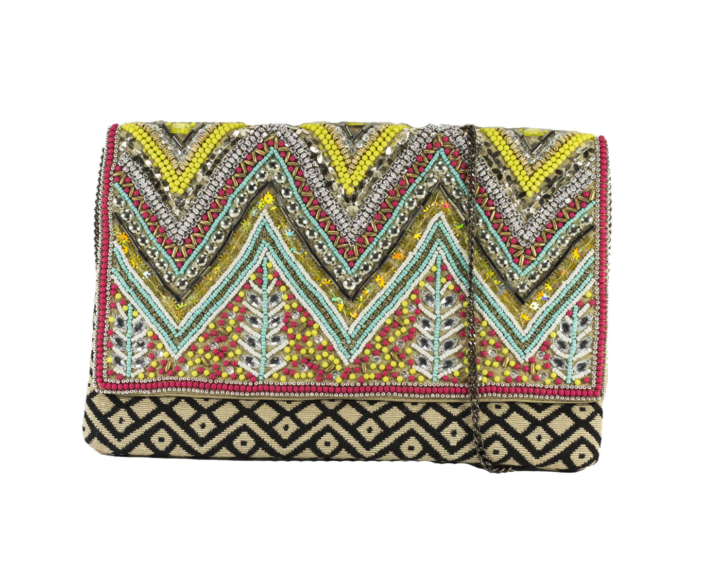 Multicoloured Embellished HandiCraft Clutch