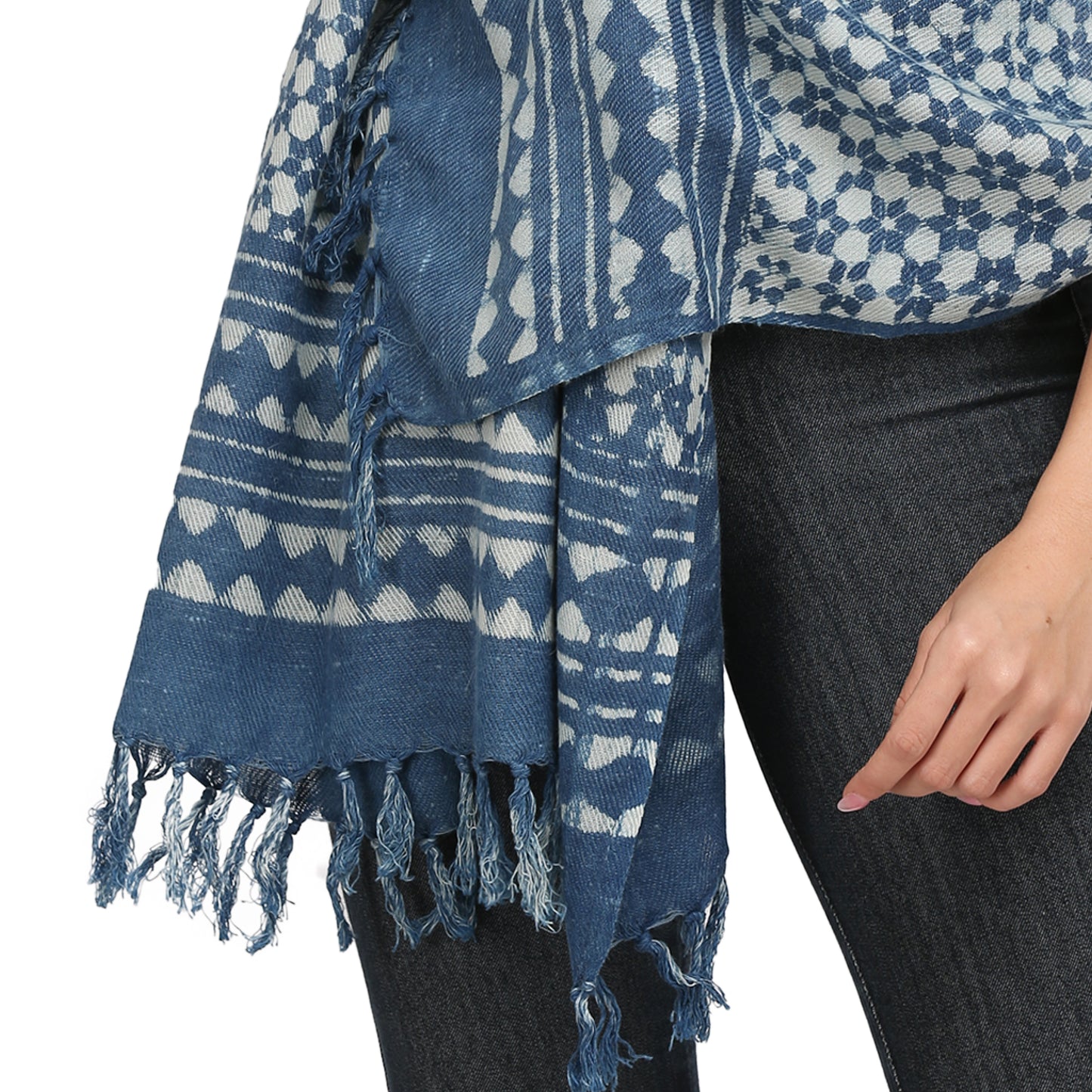 Gray Printed Woolen Shawl