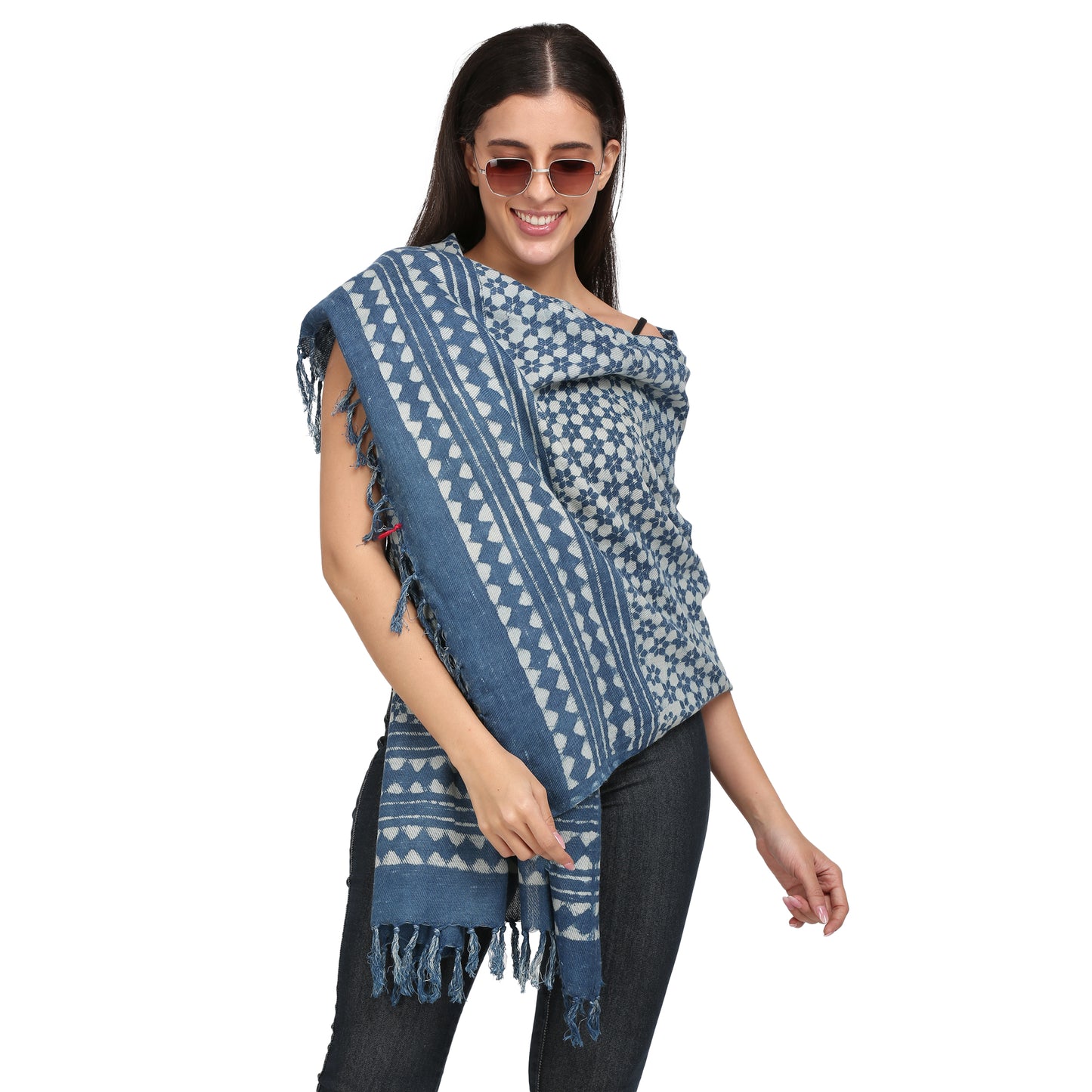 Gray Printed Woolen Shawl