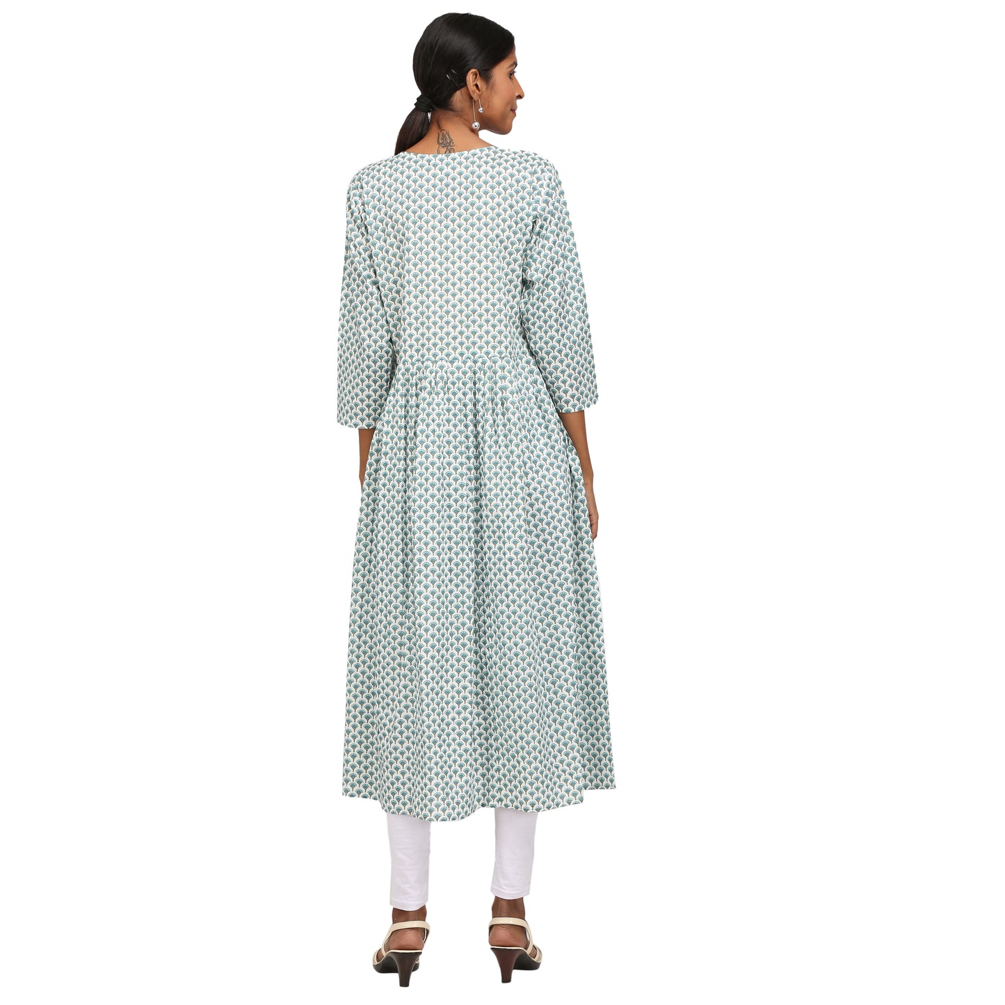 Floral Print Cotton Anarkali Kurta