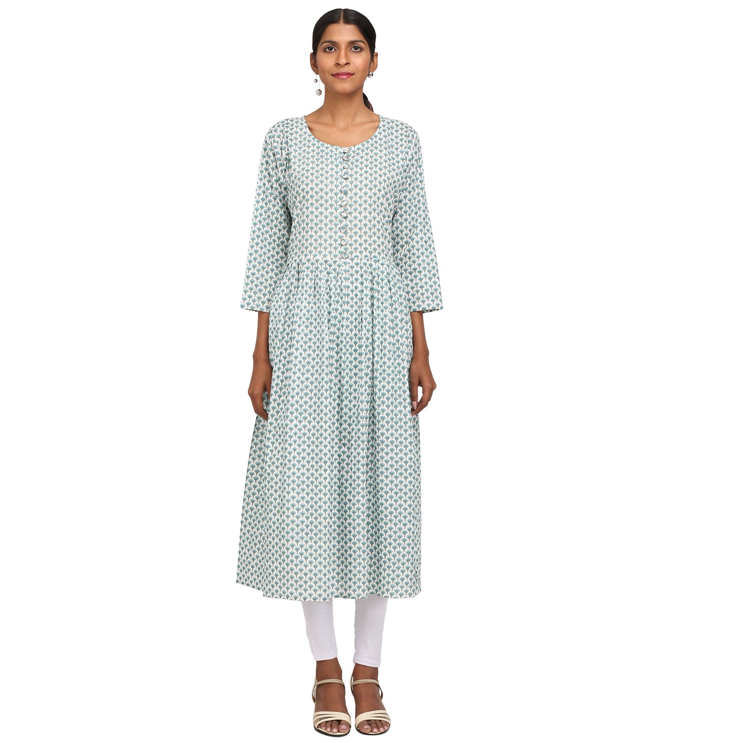 Floral Print Cotton Anarkali Kurta