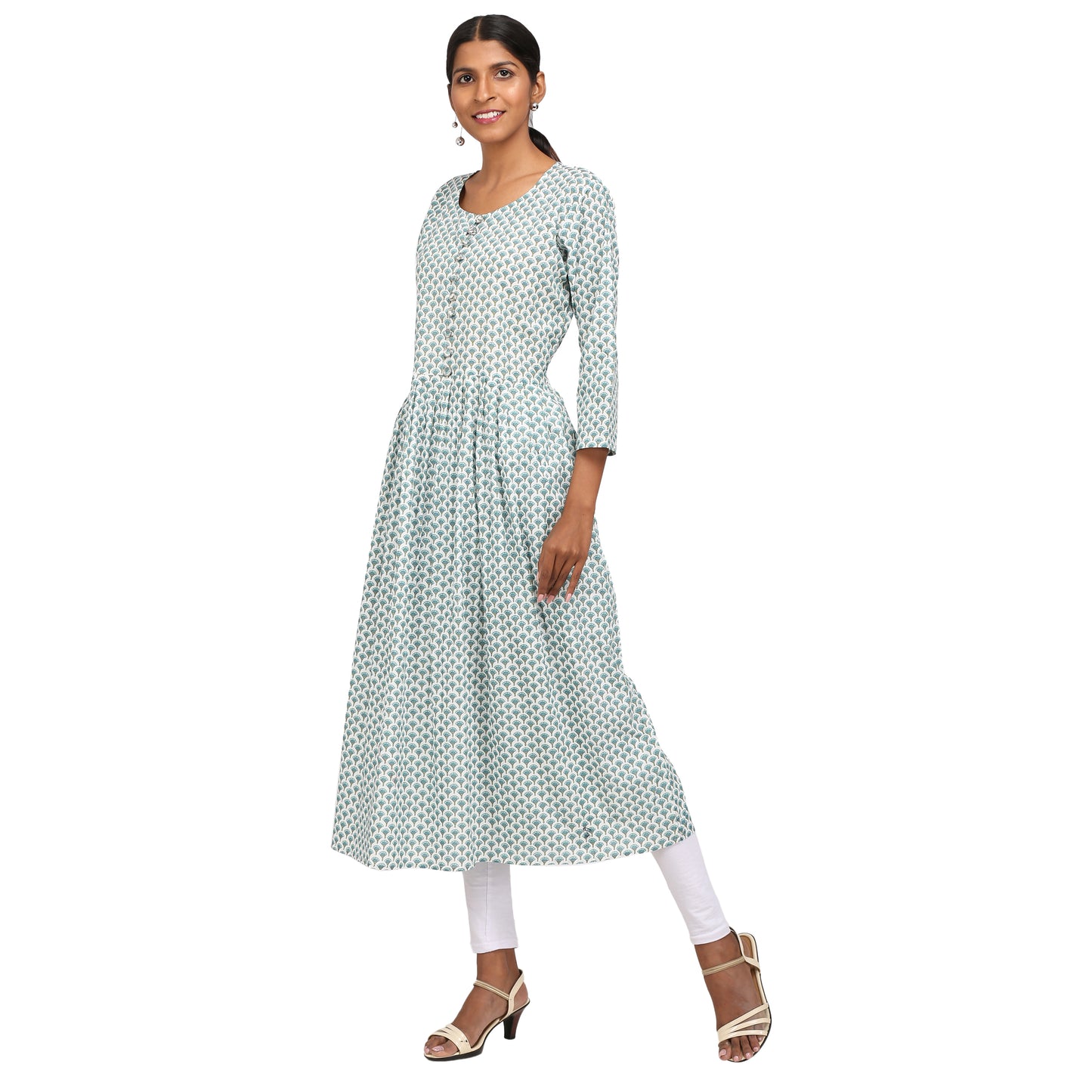 Floral Print Cotton Anarkali Kurta