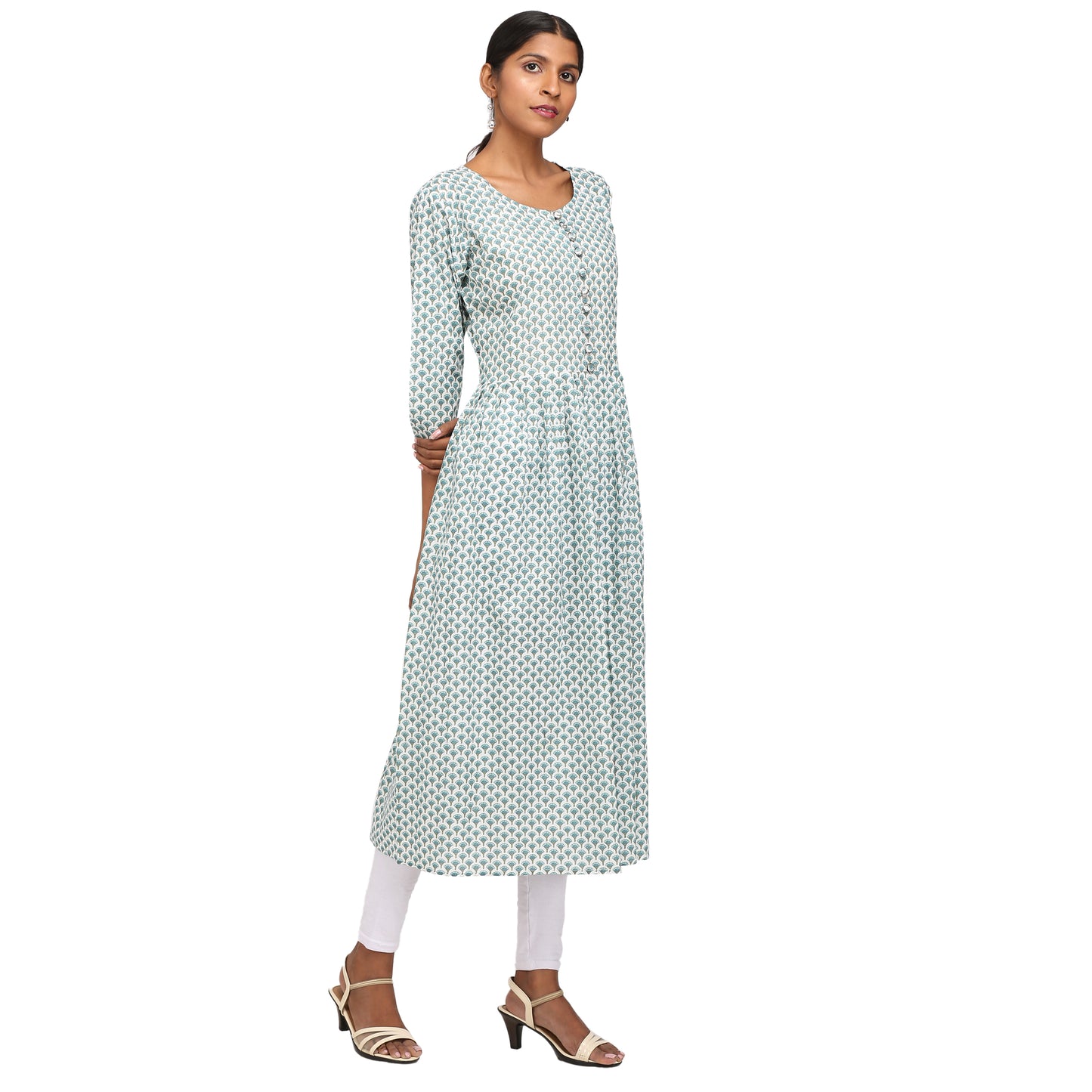 Floral Print Cotton Anarkali Kurta