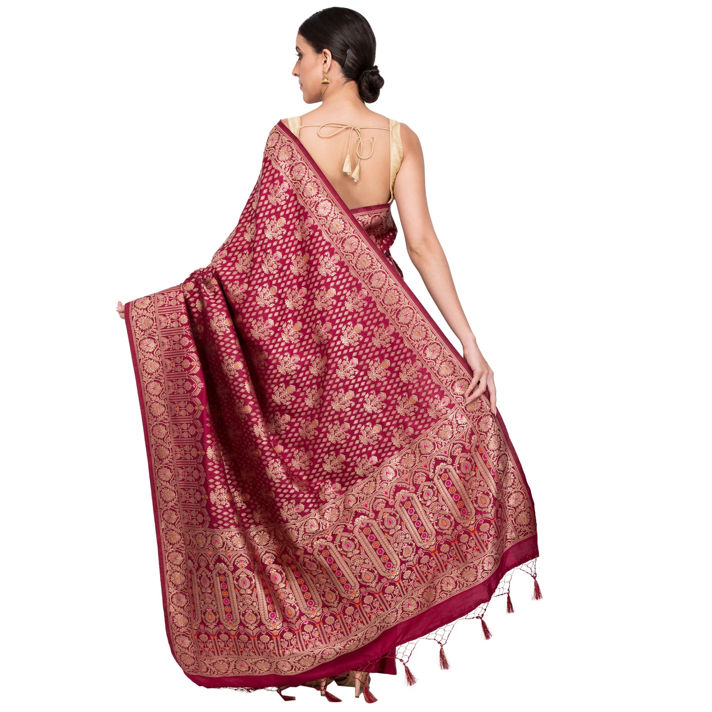 Wine Silk saree