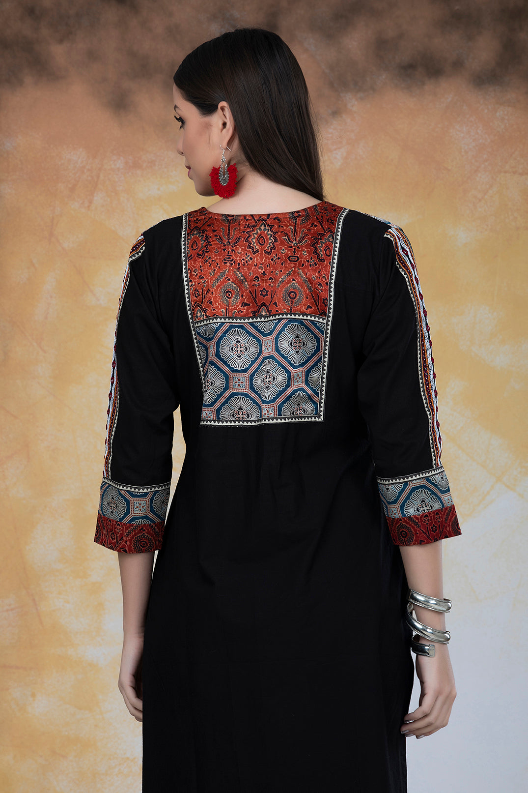 Brown Modal Silk Ajrakh Print Kurta