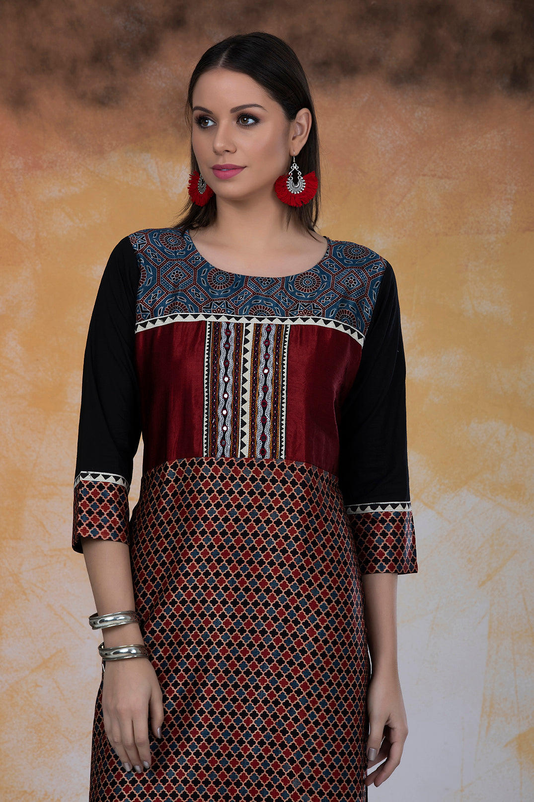 Modal Silk Ajrak Print Kurta
