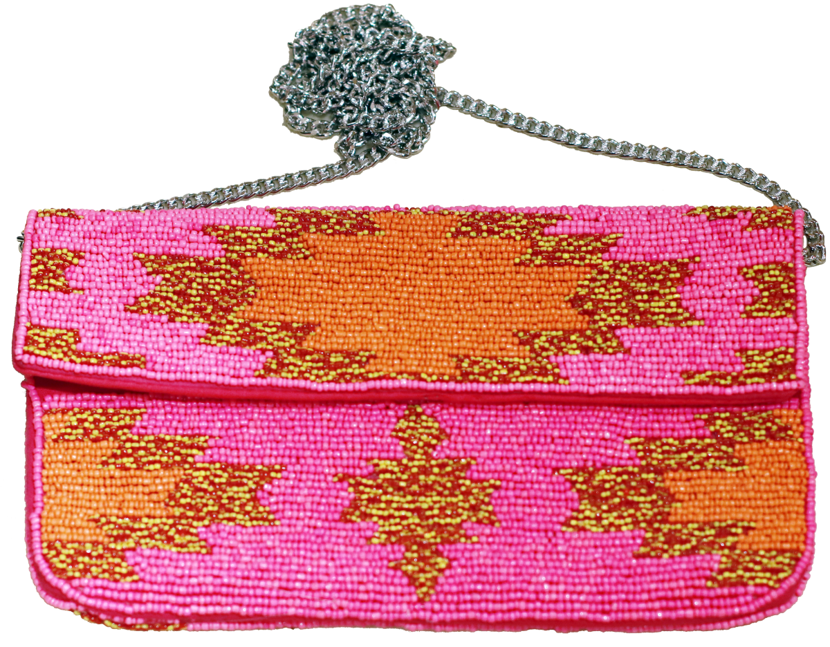 Pink Multicoloured HandiCraft Clutch