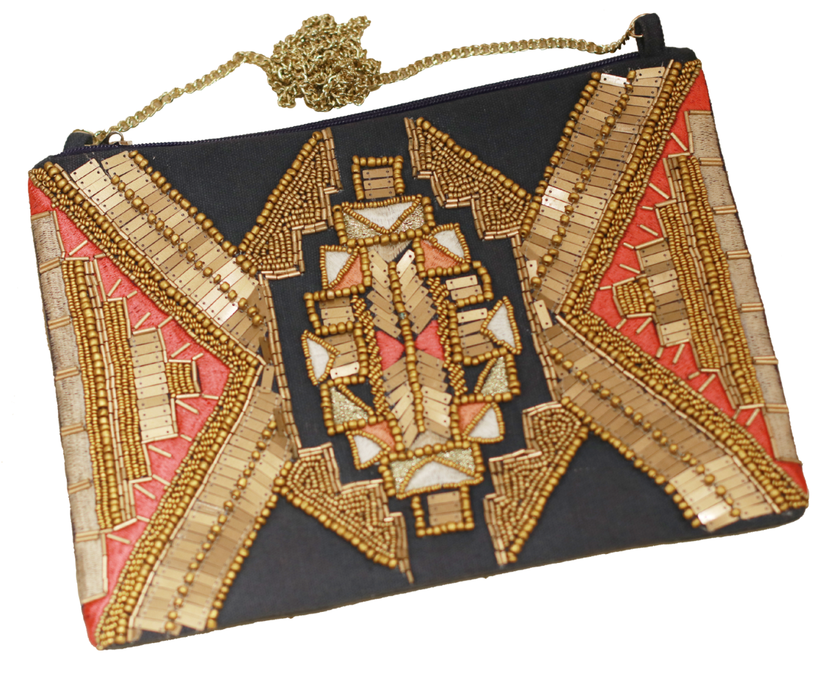 Blue Handicraft Clutch