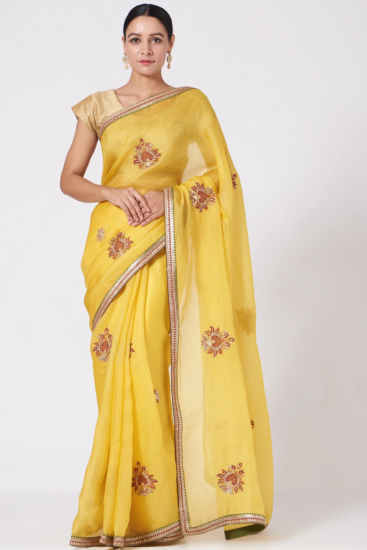 Yellow Organza Saree