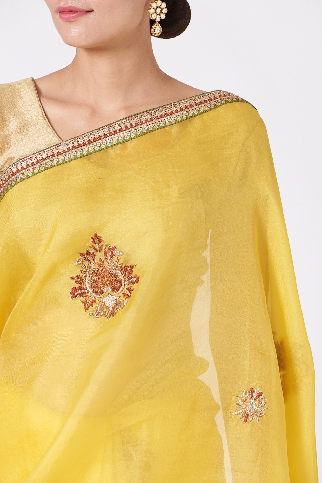Yellow Organza Saree