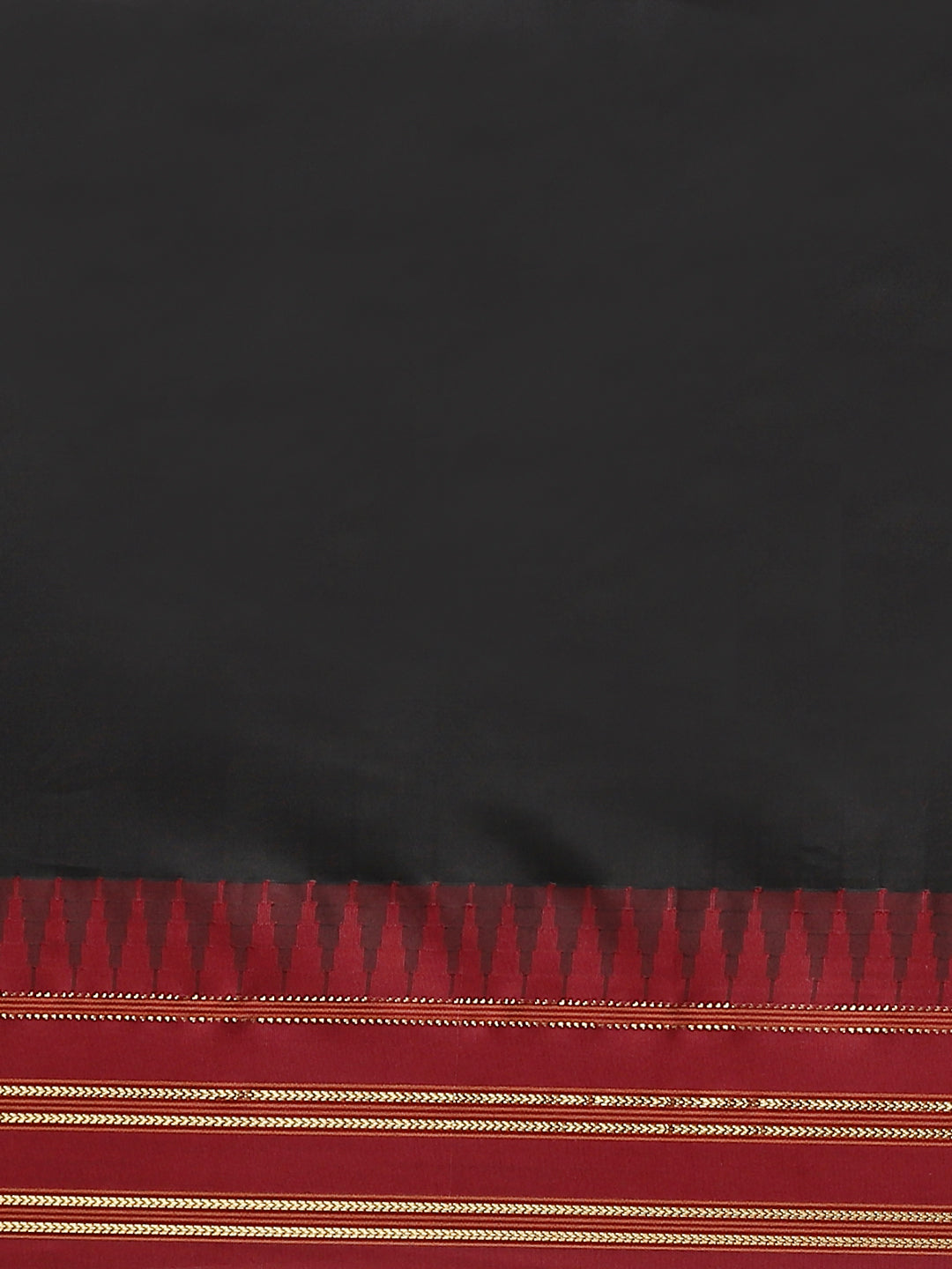 Black Silk Saree With Red Temple border
