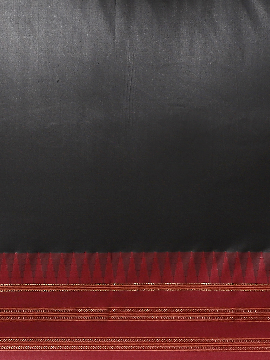 Black Silk Saree With Red Temple border