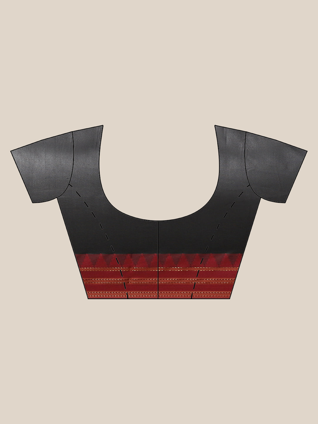 Black Silk Saree With Red Temple border