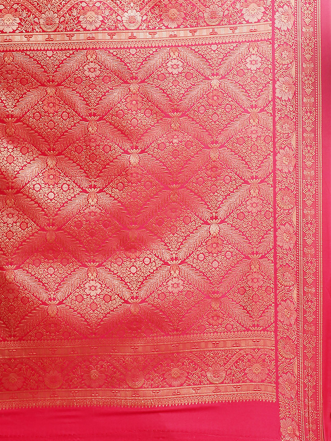 Tomato Red Saree With Resham Thread Border And Pallu