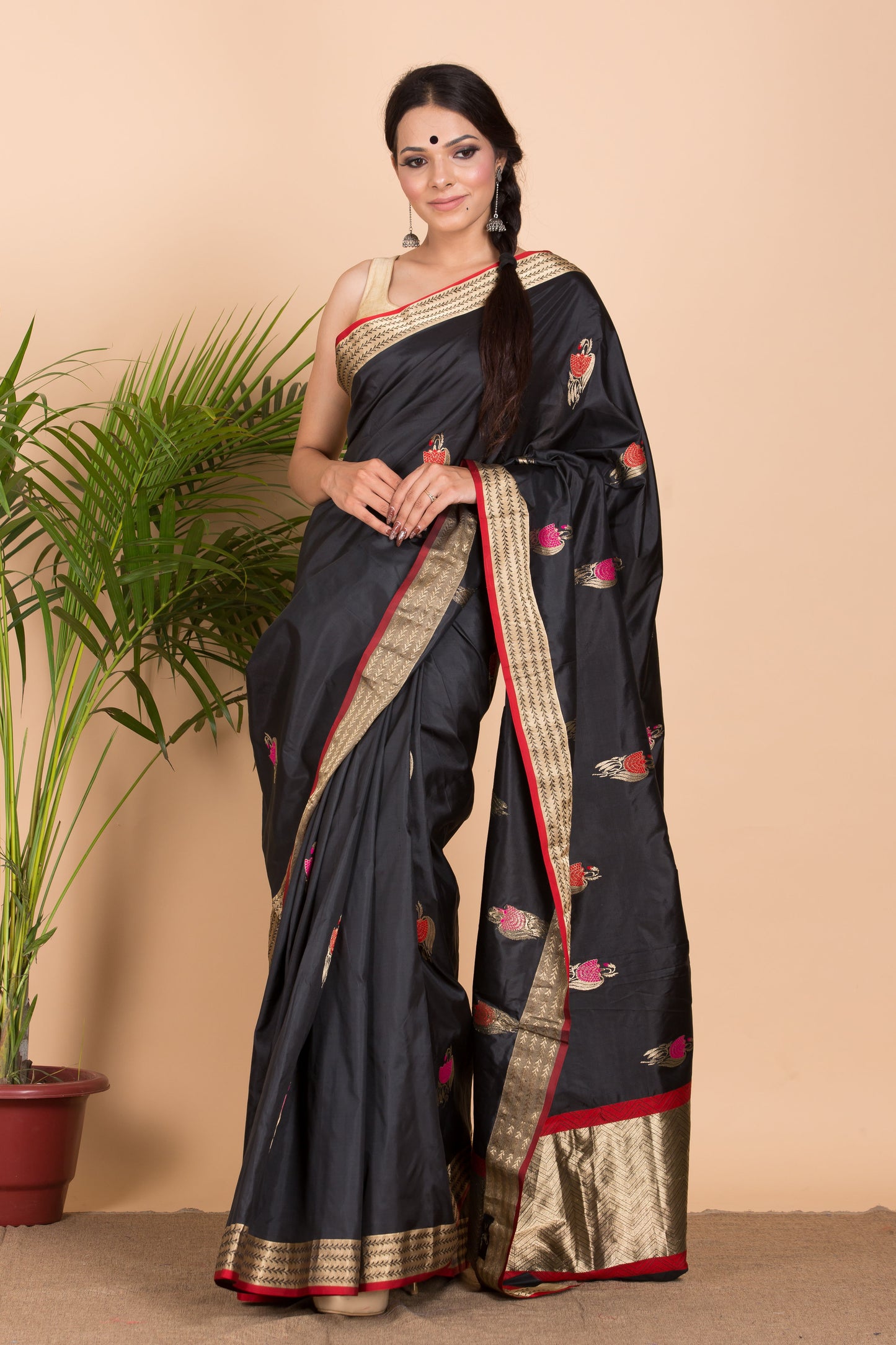 Black Banarasi Silk Saree