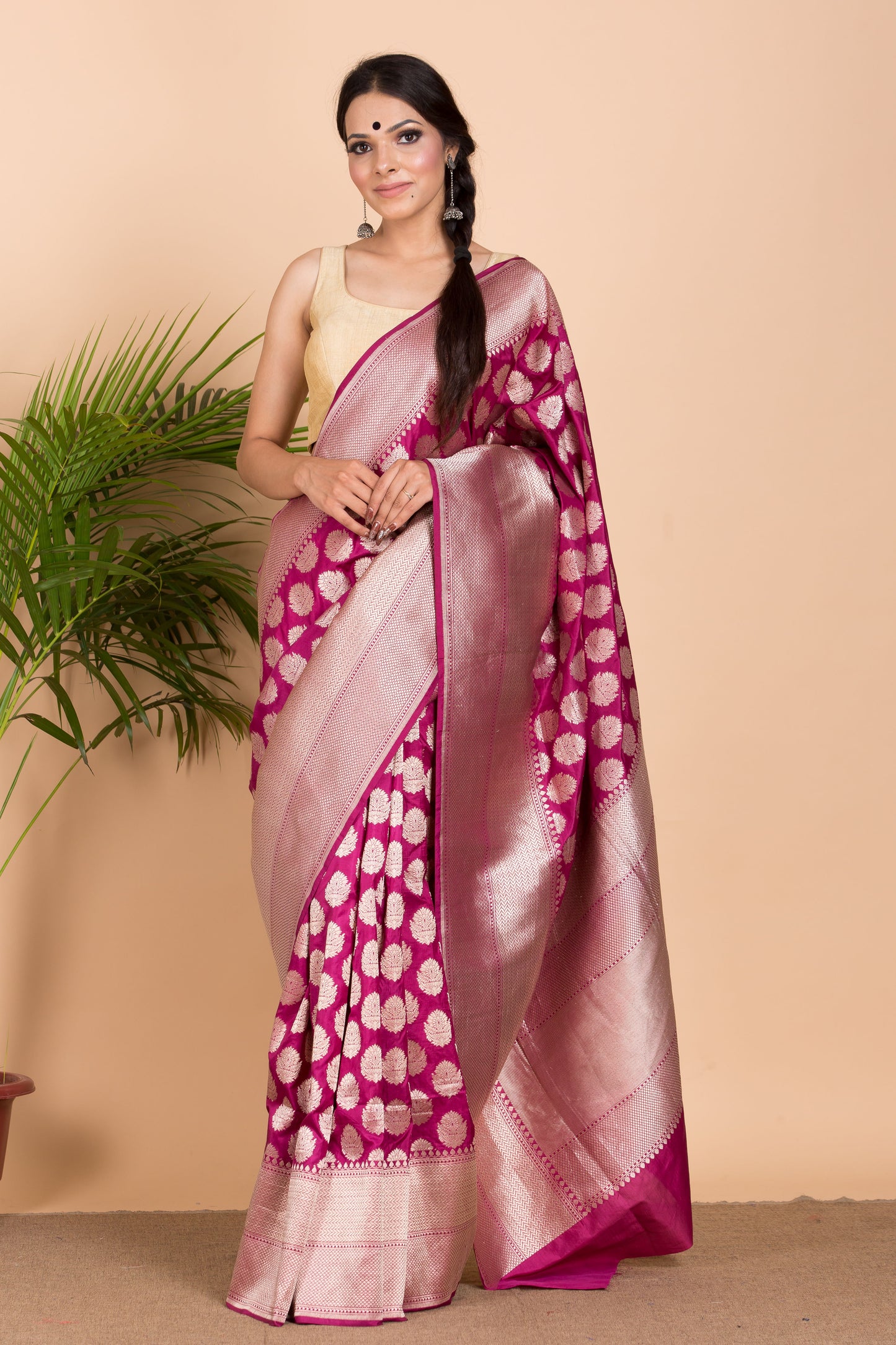 Pink Banarasi Silk Saree