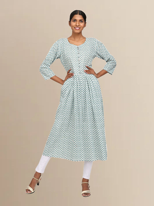 Floral Print Cotton Anarkali Kurta