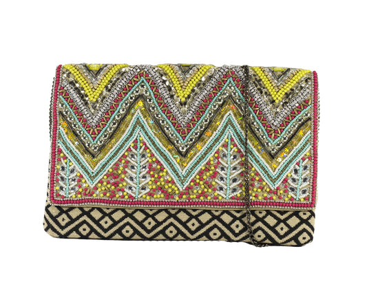 Multicoloured Embellished HandiCraft Clutch