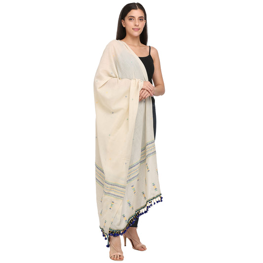 Off-White Bhujodi Handwoven Shawl