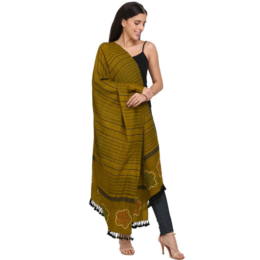 Green Bhujodi  Hand Woven  Shawl
