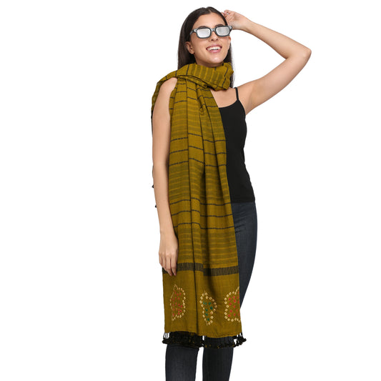 Green Bhujodi  Hand Woven  Shawl