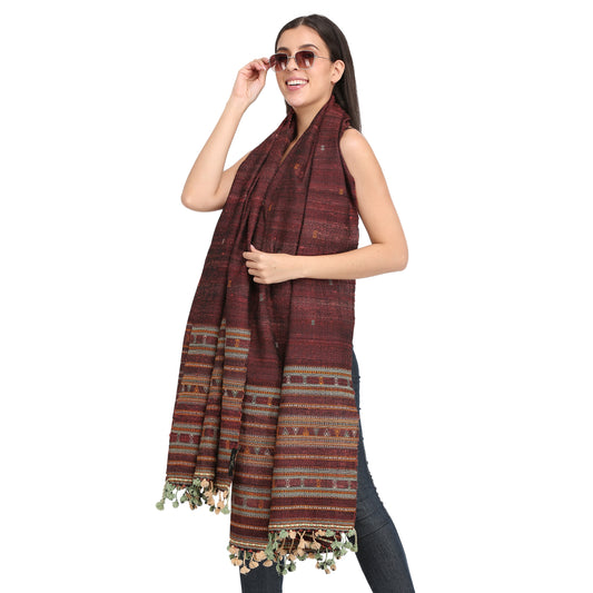 Brown Bhujodi  Hand Woven Shawl