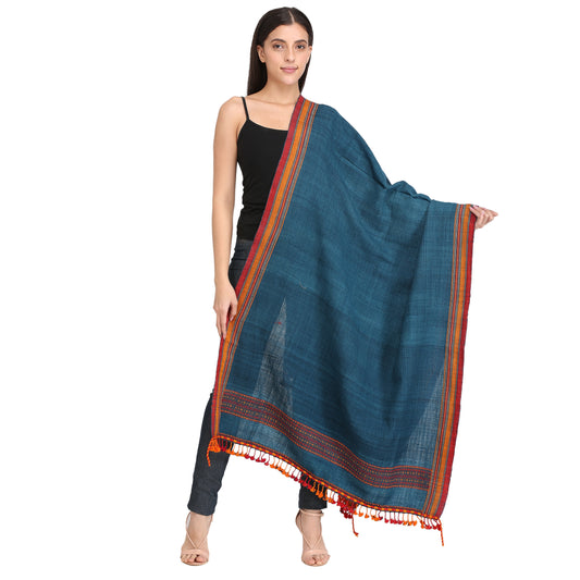 Dark Blue Bhujaudi Hand Woven Shawl