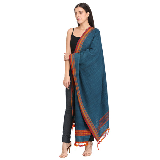 Dark Blue Bhujaudi Hand Woven Shawl