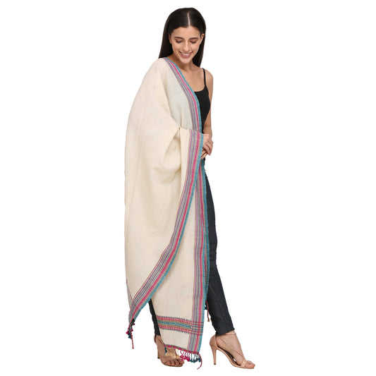 Off White Bhujaudi Hand Woven Shawl