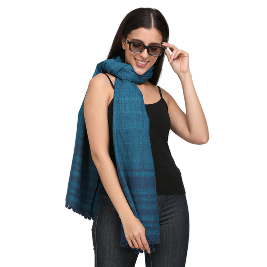 Blue Bhujodi Handwoven Shawl