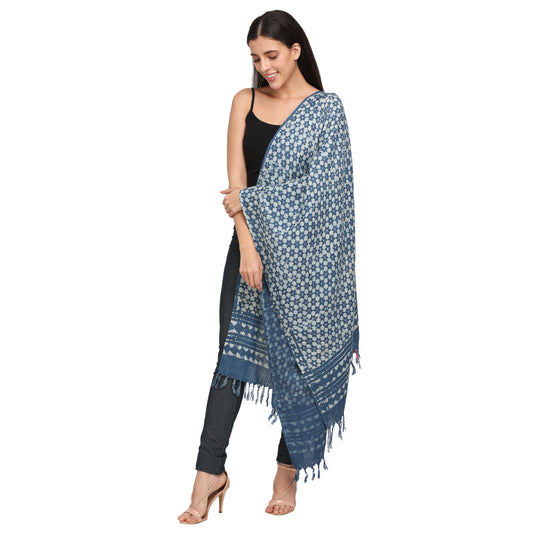 Gray Printed Woolen Shawl