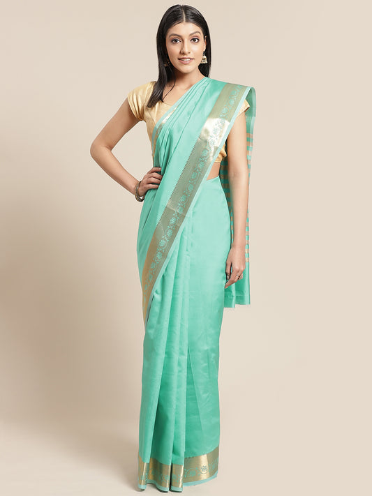 Plain Parrot Green Saree