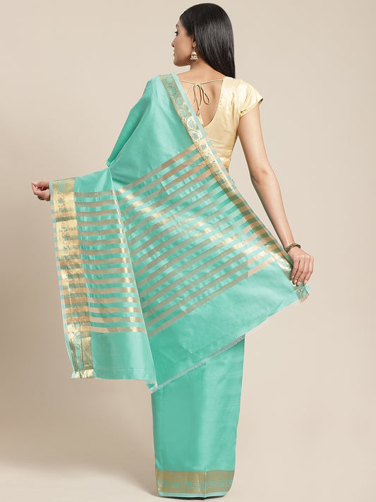 Plain Parrot Green Saree