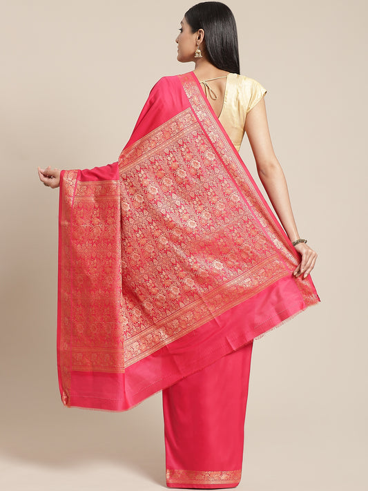 Red Silk Saree With Resham Thread Border