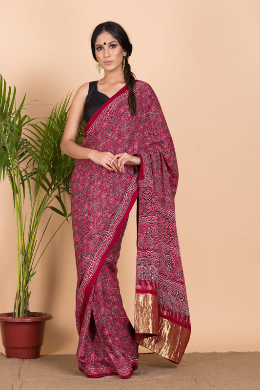 Soma Ajrakh Saree
