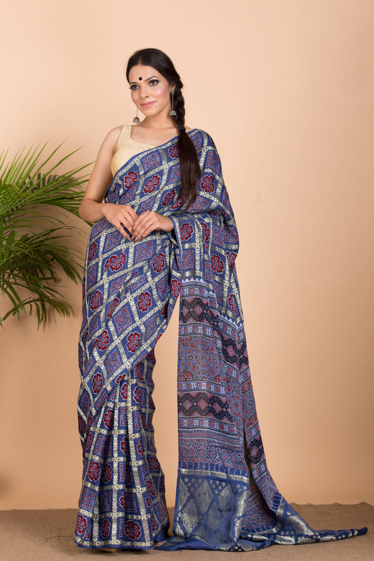 Gia Ajrakh Saree