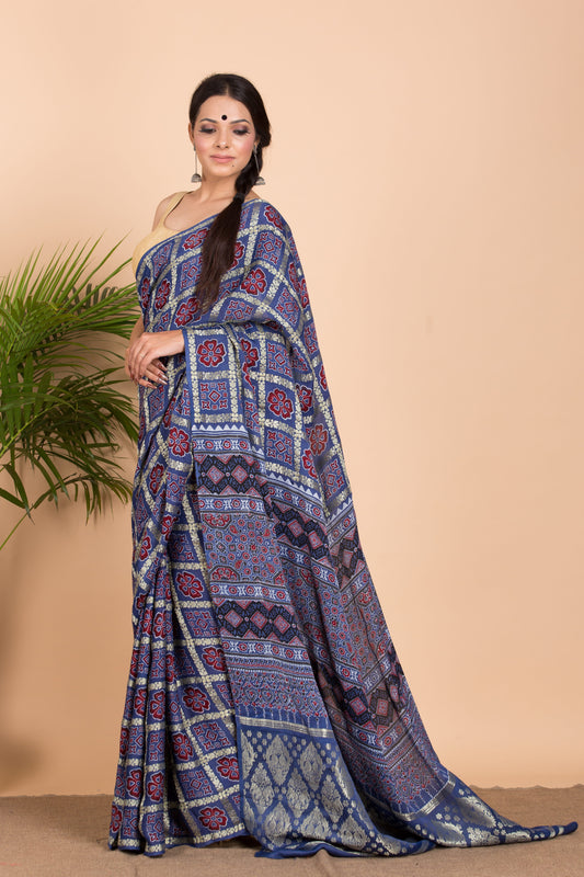 Gia Ajrakh Saree